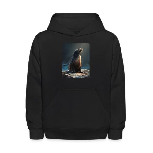 Fur Seal Artistic Shore Portrait Design - Kids' Hoodie