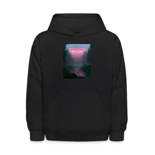 Neon UFO Forest River Design - Kids' Hoodie