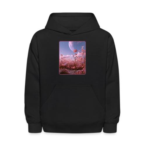 Cosmic Moon & Cosmos Flowers Art - Kids' Hoodie