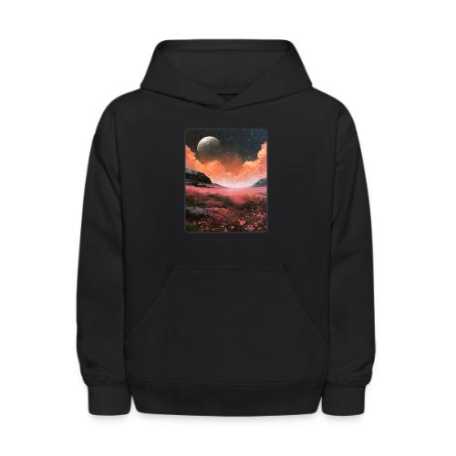 Moonlit Fantasy Flower Landscape - Kids' Hoodie
