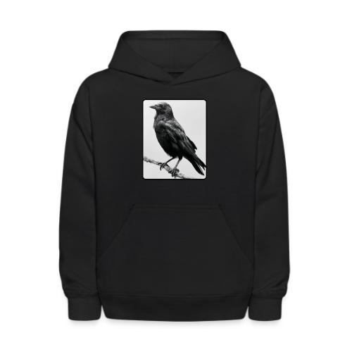 Raven Black and White Art Design - Kids' Hoodie