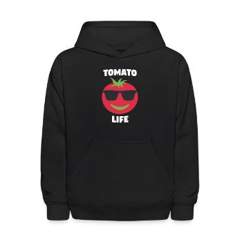 Tomato Life Funny Sunglasses Vegan Vegetarian Gift - Kids' Hoodie - black - Front