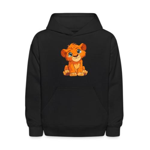 Sweet Cartoon Lion Cub with Big Innocent Eyes - Kids' Hoodie