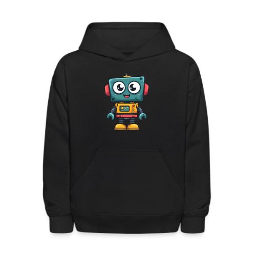 Cute Cartoon Robot Standing with a Smile - Kids' Hoodie