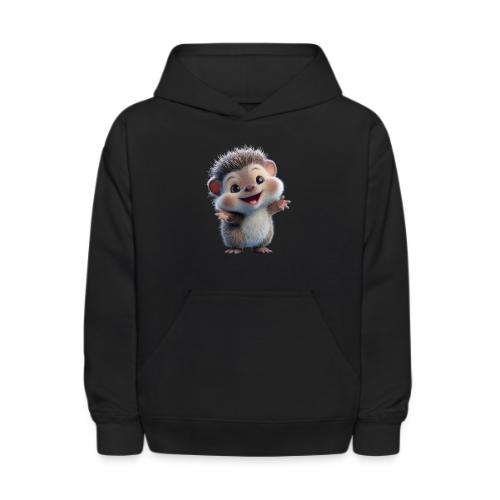 Playful Cartoon Hedgehog with Joyful Pose - Kids' Hoodie