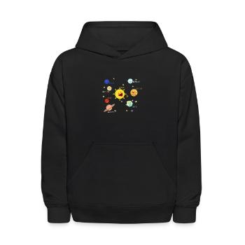 Planets Galaxy T-shirt Science Tee - Kids' Hoodie - black - Front
