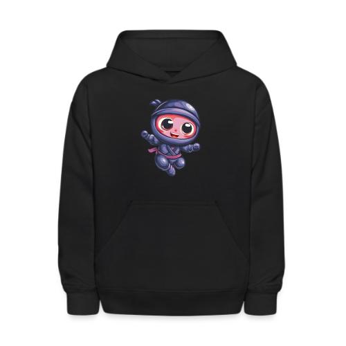 Joyful Cartoon Baby Ninja Jumping in Action - Kids' Hoodie
