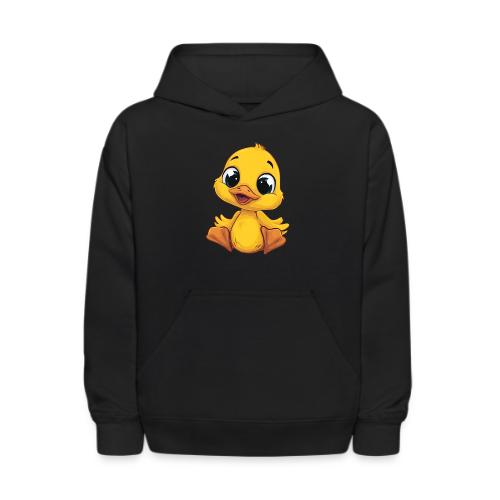 Sweet Yellow Cartoon Duck Sitting Happily - Kids' Hoodie