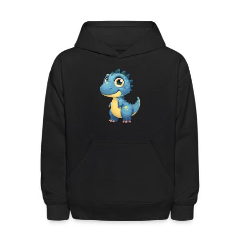 Smiling Blue and Yellow Baby Dinosaur - Kids' Hoodie