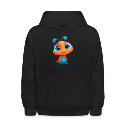 Fun Cartoon Alien in Orange and Blue - Kids' Hoodie