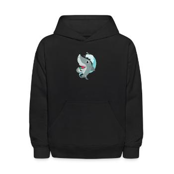 Shark Eating Ice Lolly Summer Kids Funny Gift Idea - Kids' Hoodie - black - Front