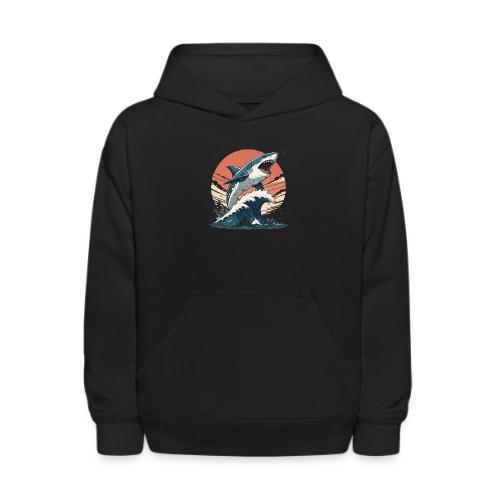 Fierce Shark Breaking Through Waves - Kids' Hoodie