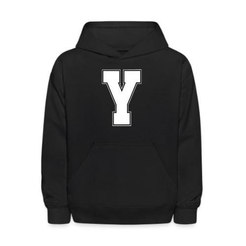 White Letter Y – Varsity Alphabet Monogram - Kids' Hoodie