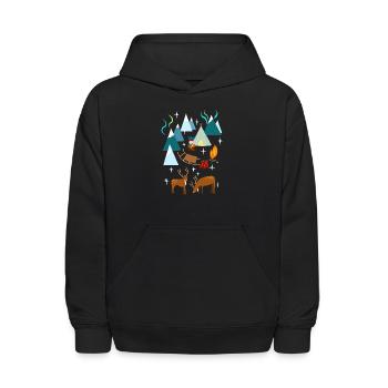 Sami in Northern Norway at night with polar lights - Kids' Hoodie - black - Front