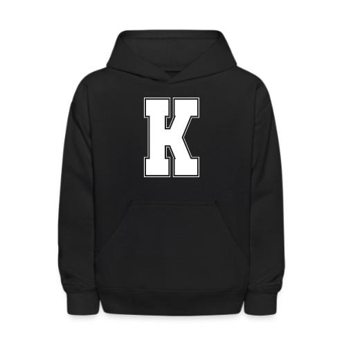 White Letter K – Varsity Alphabet Monogram - Kids' Hoodie