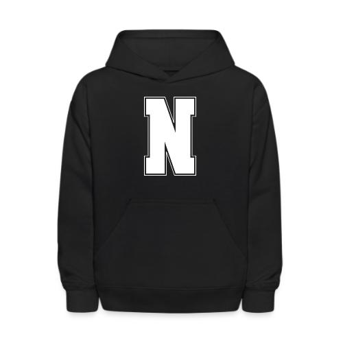 White Letter N – Varsity Alphabet Monogram - Kids' Hoodie