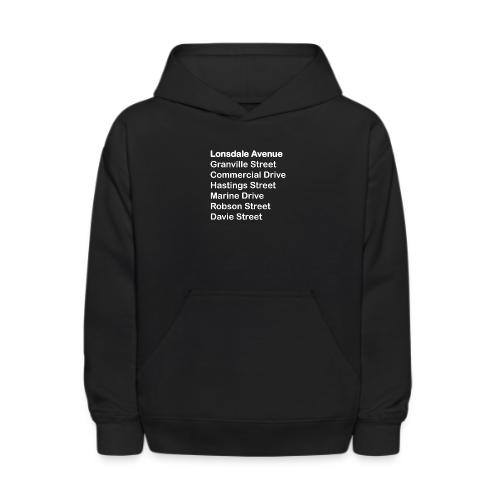 Street Names White Text - Kids' Hoodie