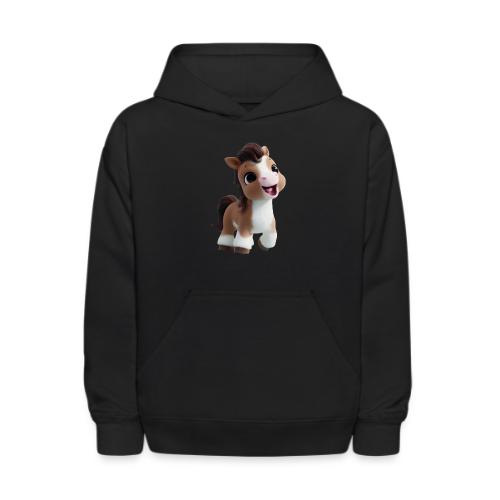 Sweet Cartoon Baby Pony in Brown and White - Kids' Hoodie