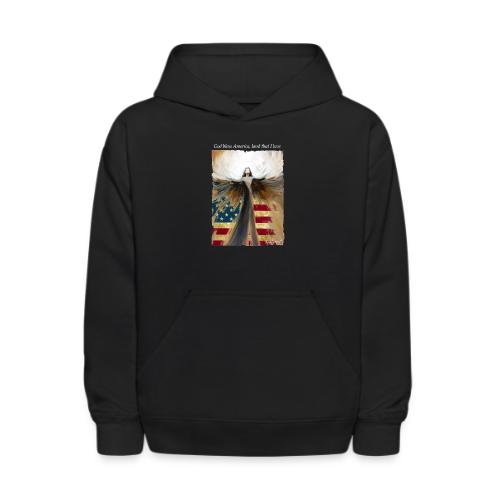 God bless America Angel_Strong color_white type - Kids' Hoodie