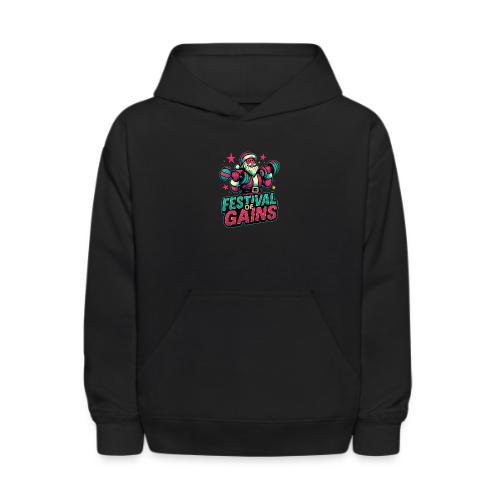 Festival of Gains Funny Gym Santa Christmas - Kids' Hoodie