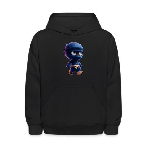 Playful Cartoon Baby Ninja Walking Happily - Kids' Hoodie