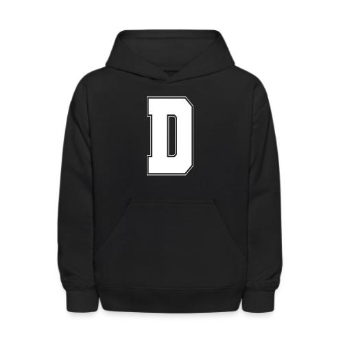White Letter D – Varsity Alphabet Monogram - Kids' Hoodie