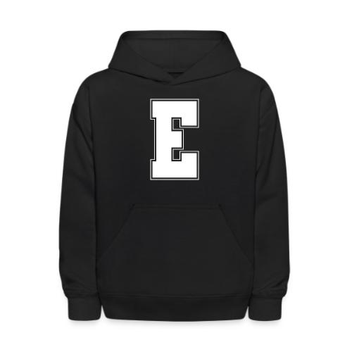 White Letter E – Varsity Alphabet Monogram - Kids' Hoodie