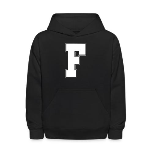 White Letter F – Varsity Alphabet Monogram - Kids' Hoodie