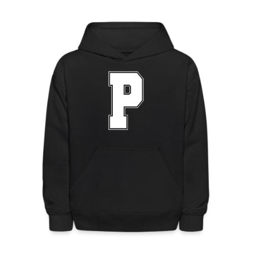 White Letter P – Varsity Alphabet Monogram - Kids' Hoodie