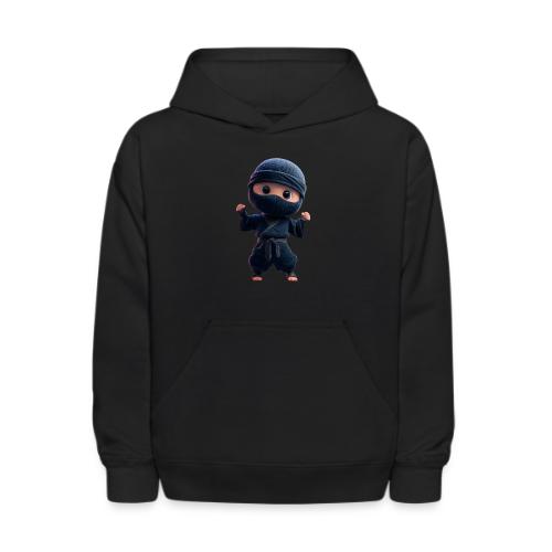 Cute Cartoon Ninja Toddler in Fight Pose - Kids' Hoodie