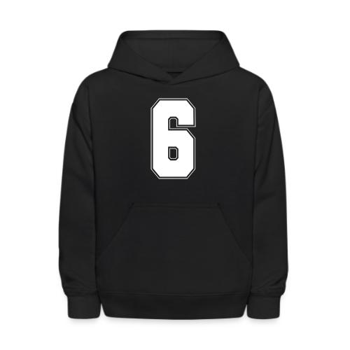 White Number 6 – Varsity Font - Kids' Hoodie