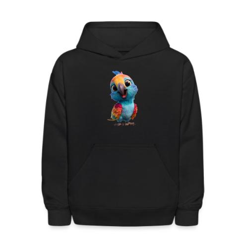 Colorful Cartoon Baby Parrot Design - Kids' Hoodie