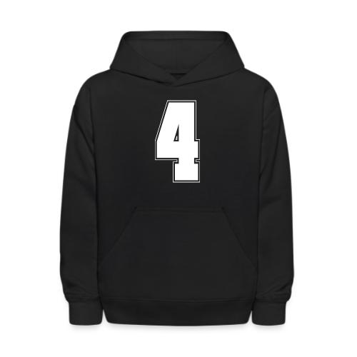 White Number 4 – Varsity Font - Kids' Hoodie