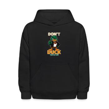 Don't Duck With Me Funny Angry Mallard Duck - Kids' Hoodie - black - Front