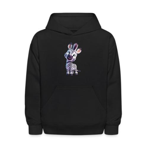 Playful 3D Baby Zebra Smiling Brightly - Kids' Hoodie