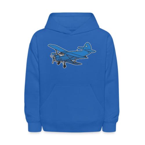 Blue biplane, propeller-driven airplane, aircraft - Kids' Hoodie