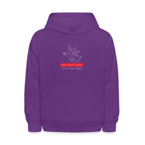 Grace. Love. Justice.- dove and earth graphic - Kids' Hoodie
