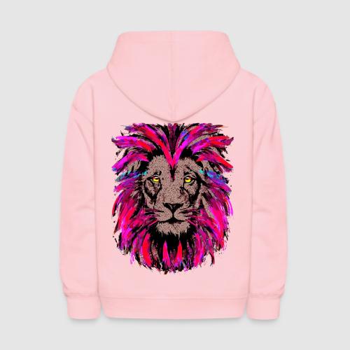 Purple Lion Head - Pink Lion Face Drawing - Kids' Hoodie