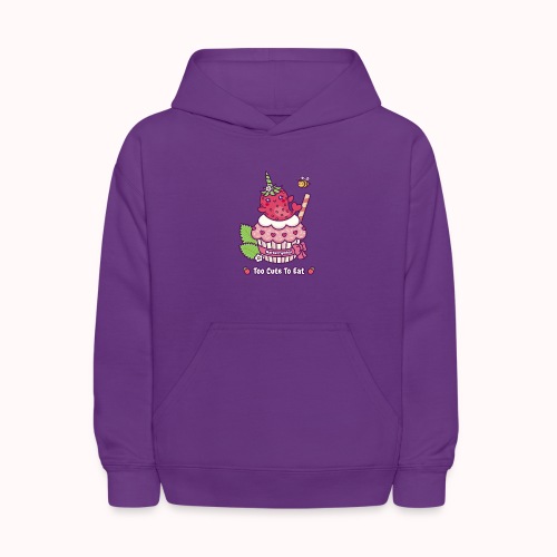 Too Cute To Eat - Strawberry Narwhal Cupcake - Kids' Hoodie