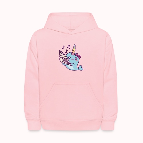 Little Narwhal Listening To A Conch Shell - Kids' Hoodie
