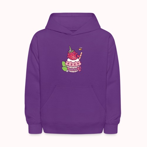 Pink Cupcake With Funny Strawberry Unicorn Whale - Kids' Hoodie