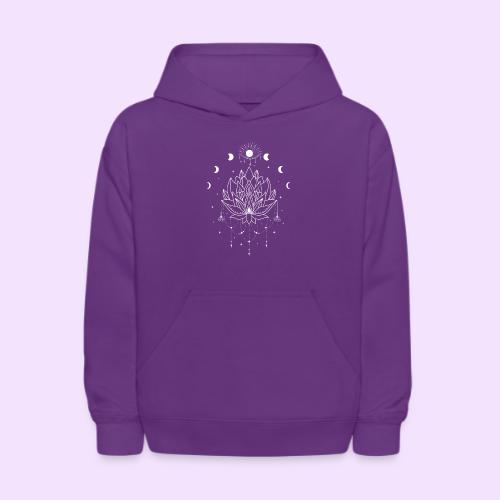 Third Eye White Lotus Flower - Moon Cycle Design - Kids' Hoodie