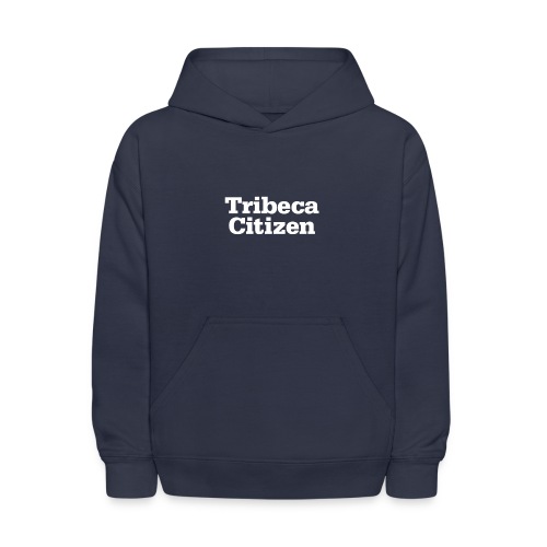 tribeca citizen stacked logo in white - Kids' Hoodie