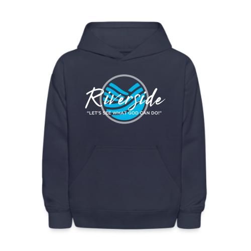 Riverside Logo/Slogan, white - Kids' Hoodie
