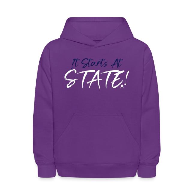 It Starts At STATE! -Navy & White Script