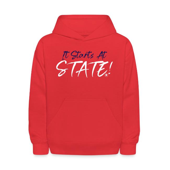It Starts At STATE! -Navy & White Script