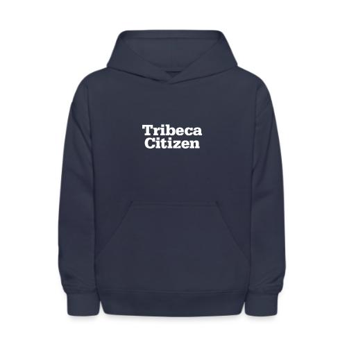 tribeca citizen stacked logo in white - Kids' Hoodie