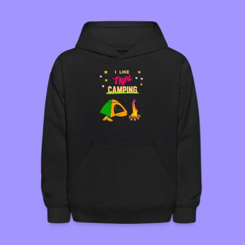 Night Camping - Tent and Campfire - Kids' Hoodie