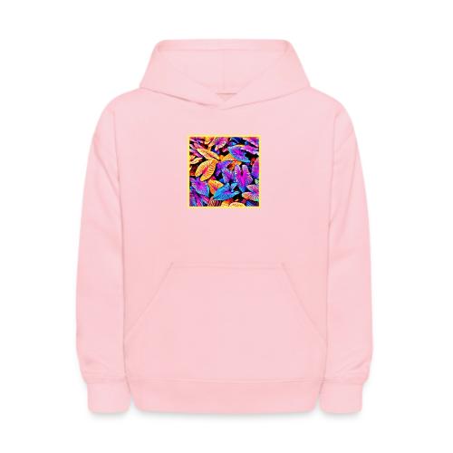 Captivating Neon Elegance Leaf Pattern - Kids' Hoodie