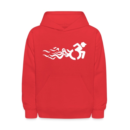 Wheelchair user with flames, disability - Kids' Hoodie